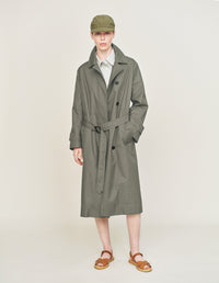 Imperméable à patte de boutonnage cachée - Brown & Gray & Green & Beige