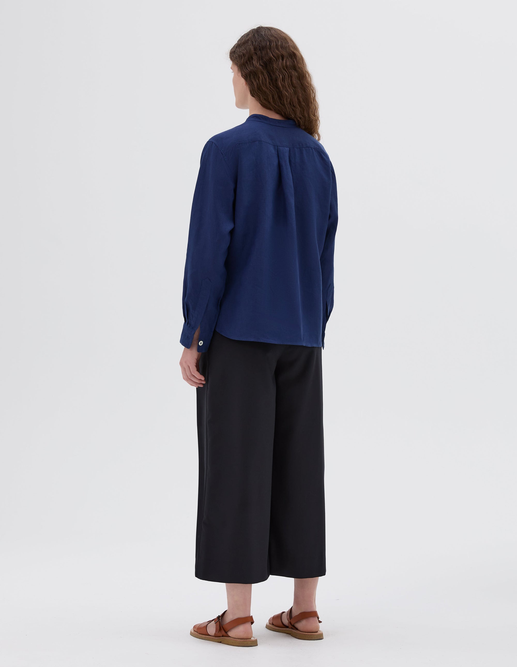 Chemise sans col boutonnée - Blue