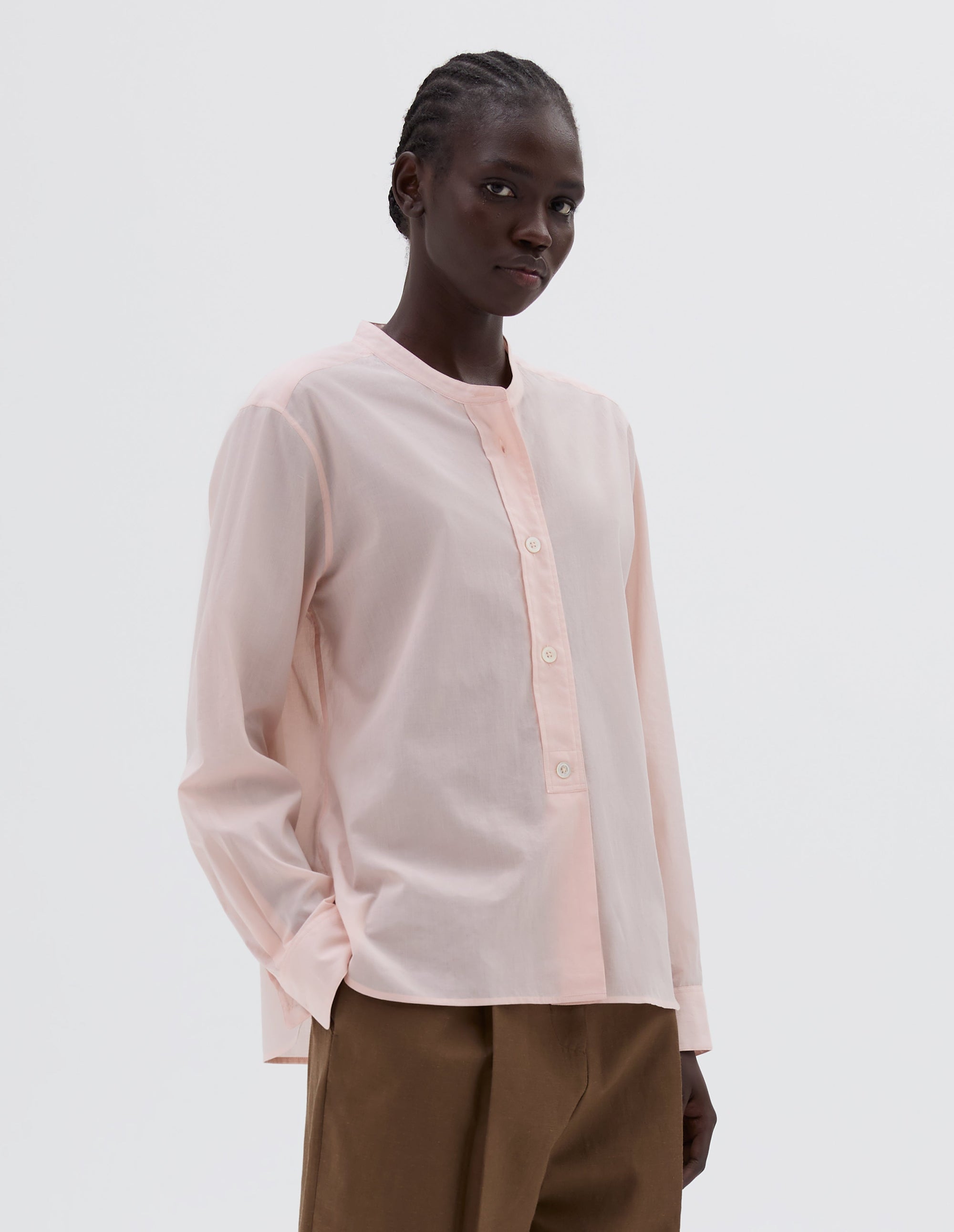 Chemise sans col boutonnée - Pink