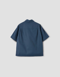 Chemise à pans longs manches courtes - Navy