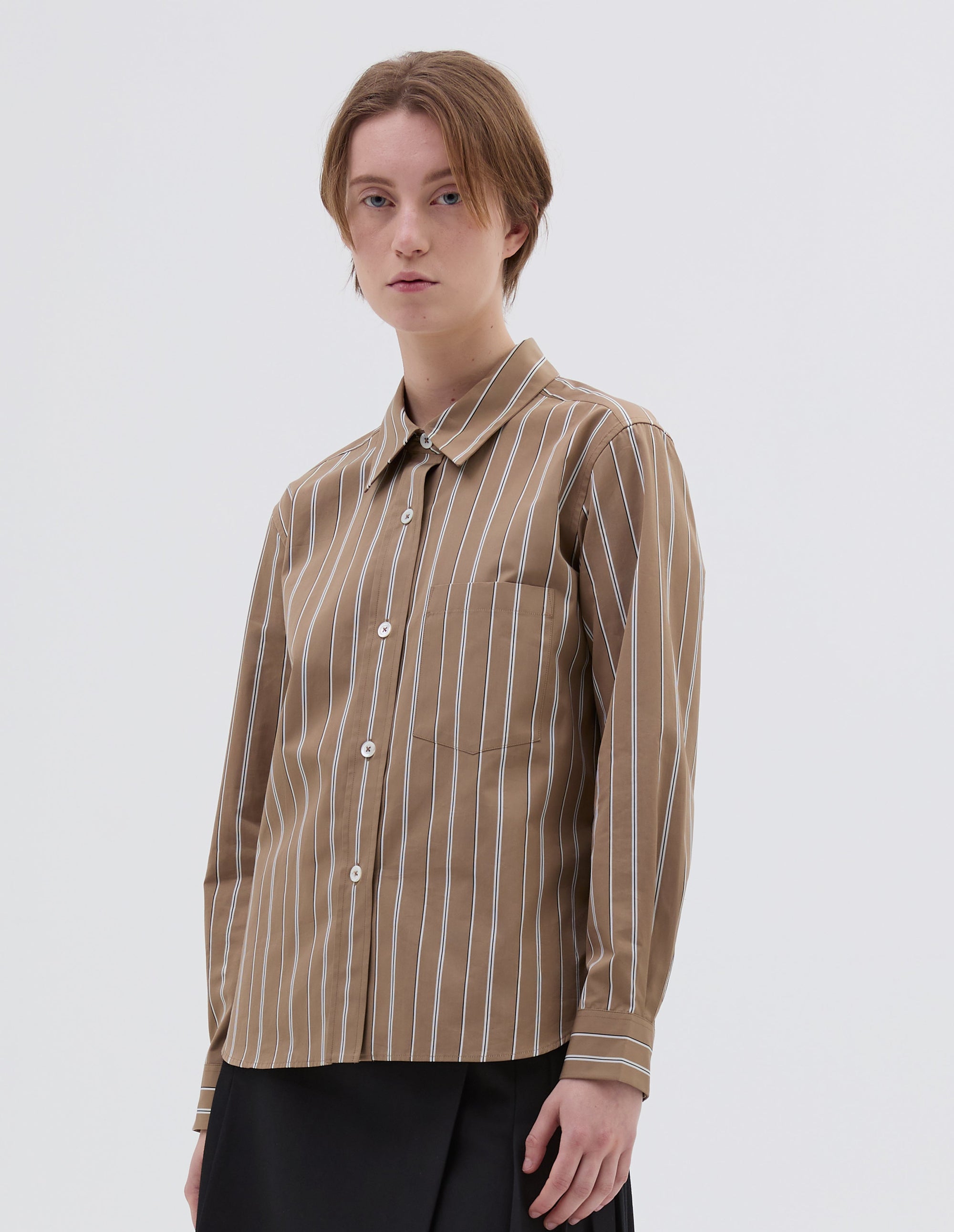 Chemise simple - Brown & White & Striped