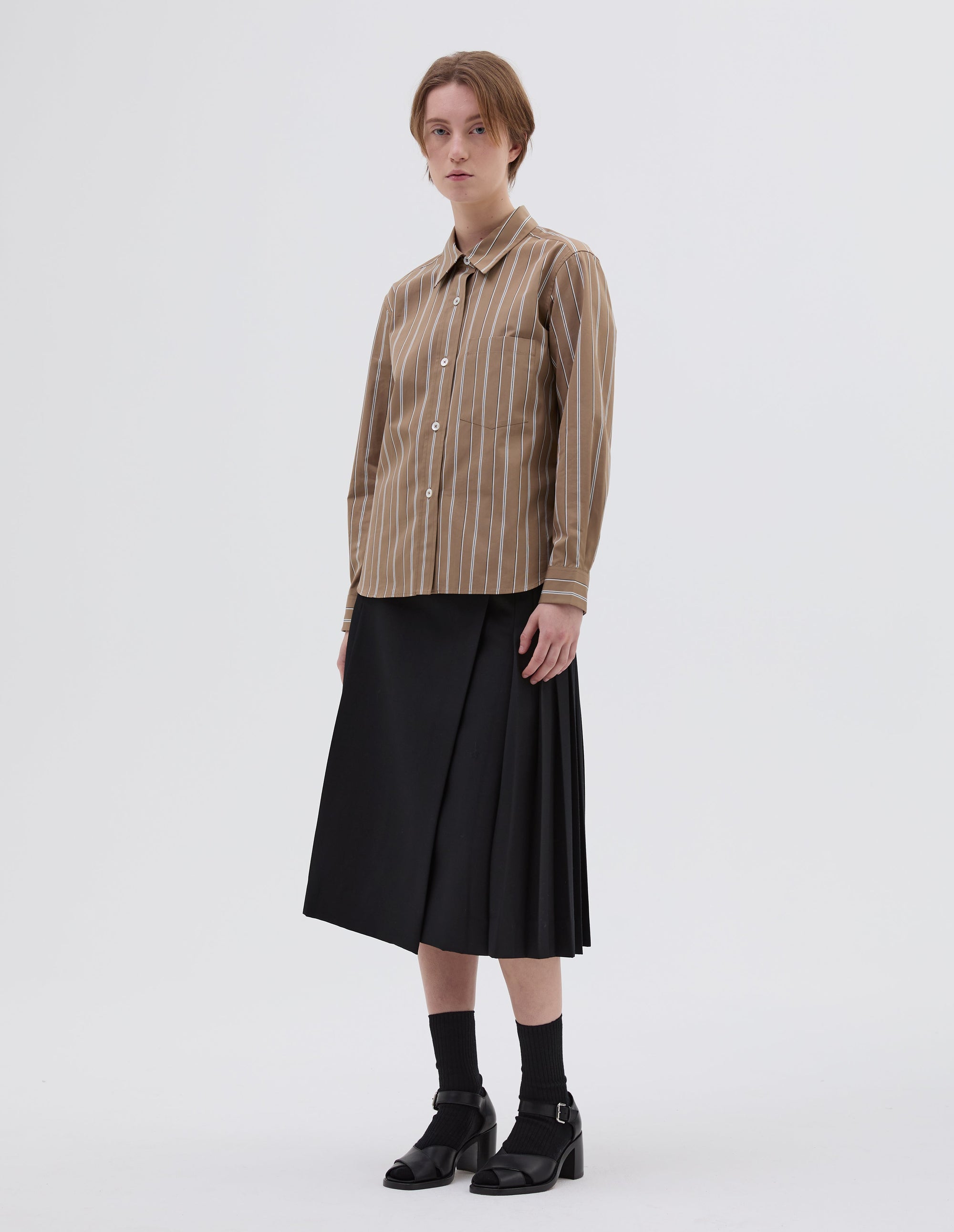 Chemise simple - Brown & White & Striped