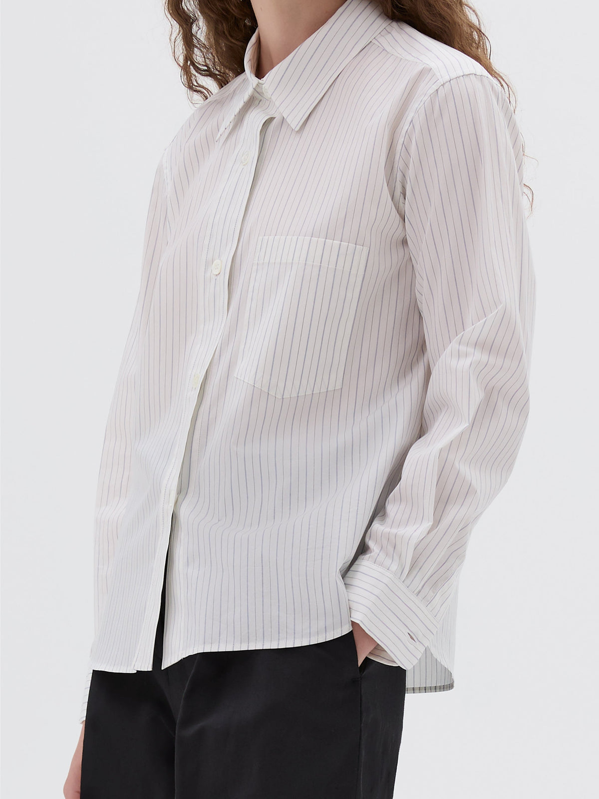 Chemise ample à rayures - White & Blue & Black