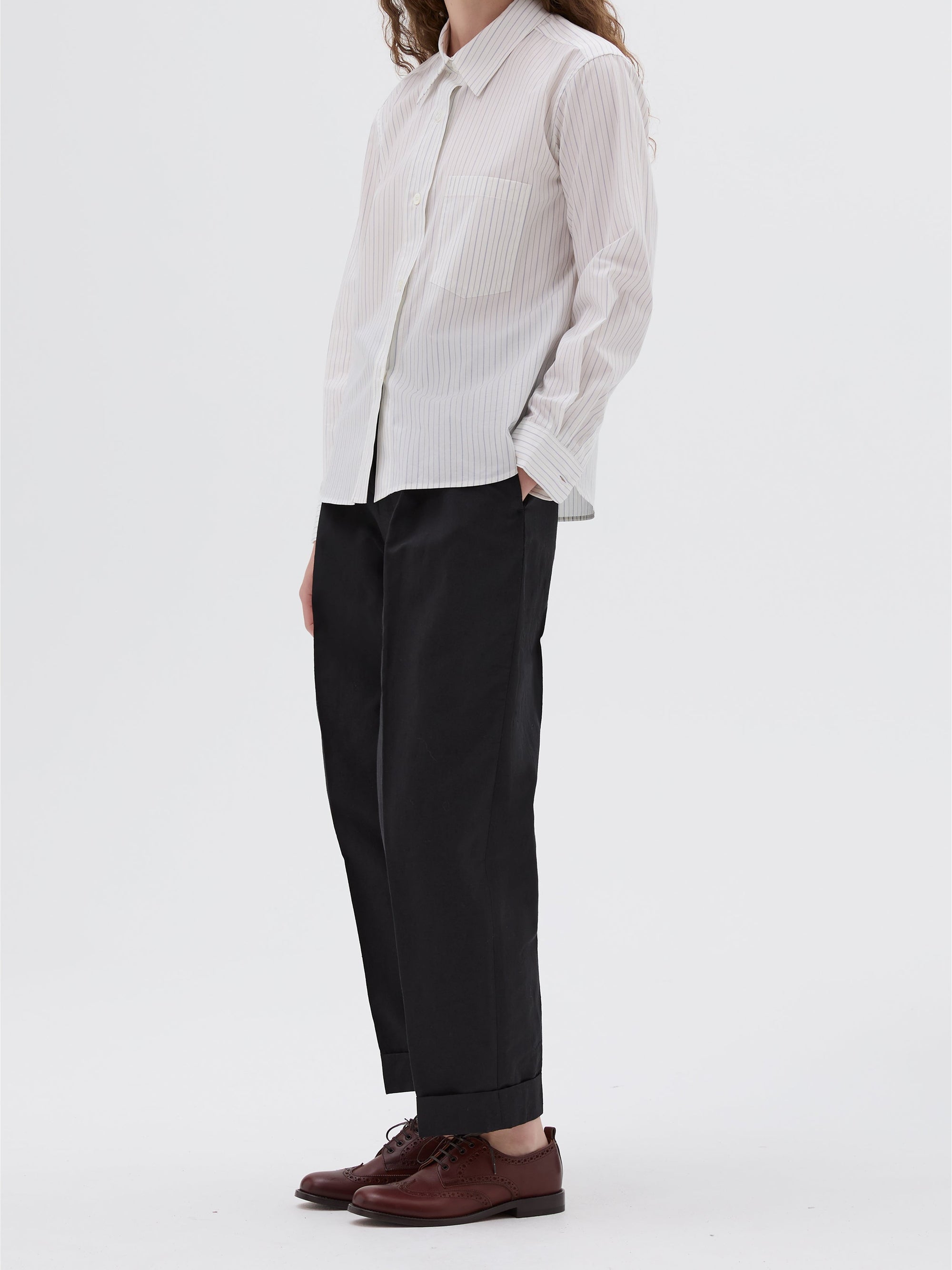 Chemise ample à rayures - White & Blue & Black