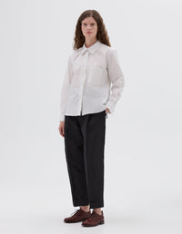 Chemise simple - White & Blue & Black & Striped
