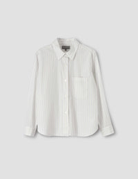 Chemise simple - White & Blue & Black & Striped