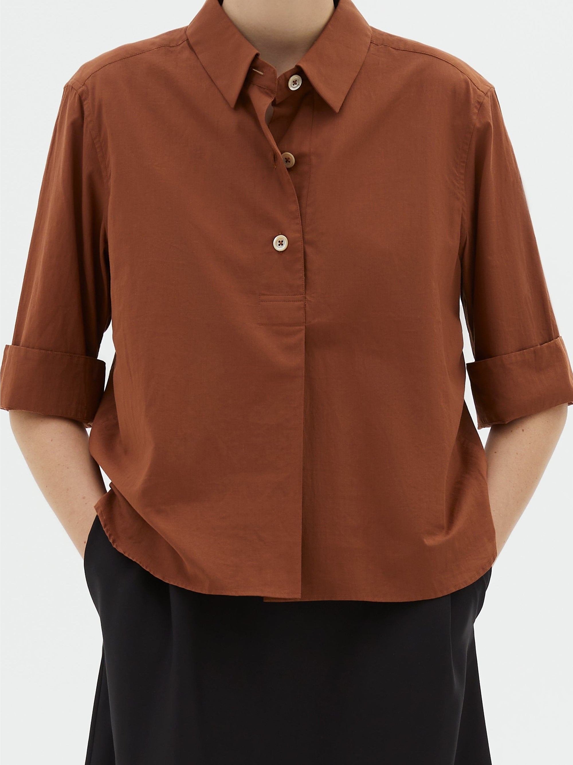 Chemise à trois boutons - Umber