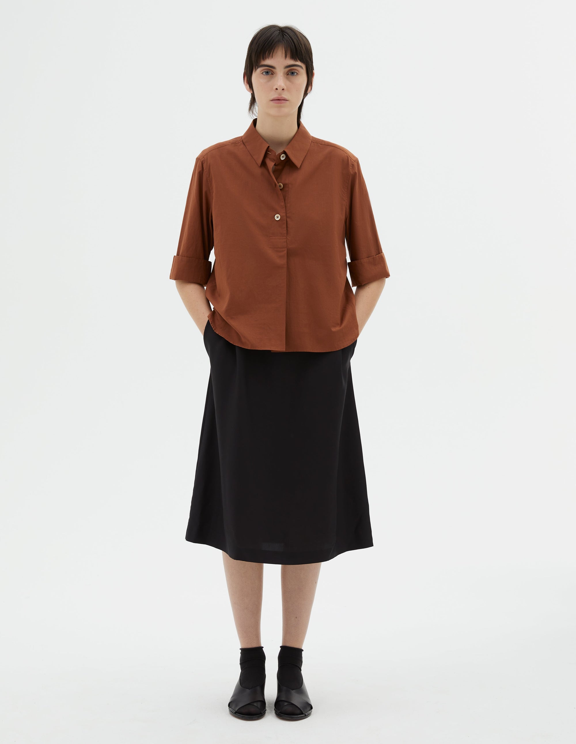 Chemise à trois boutons - Umber