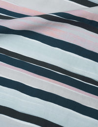 Chemise à petits poignets - Striped & Pink & Navy & Blue