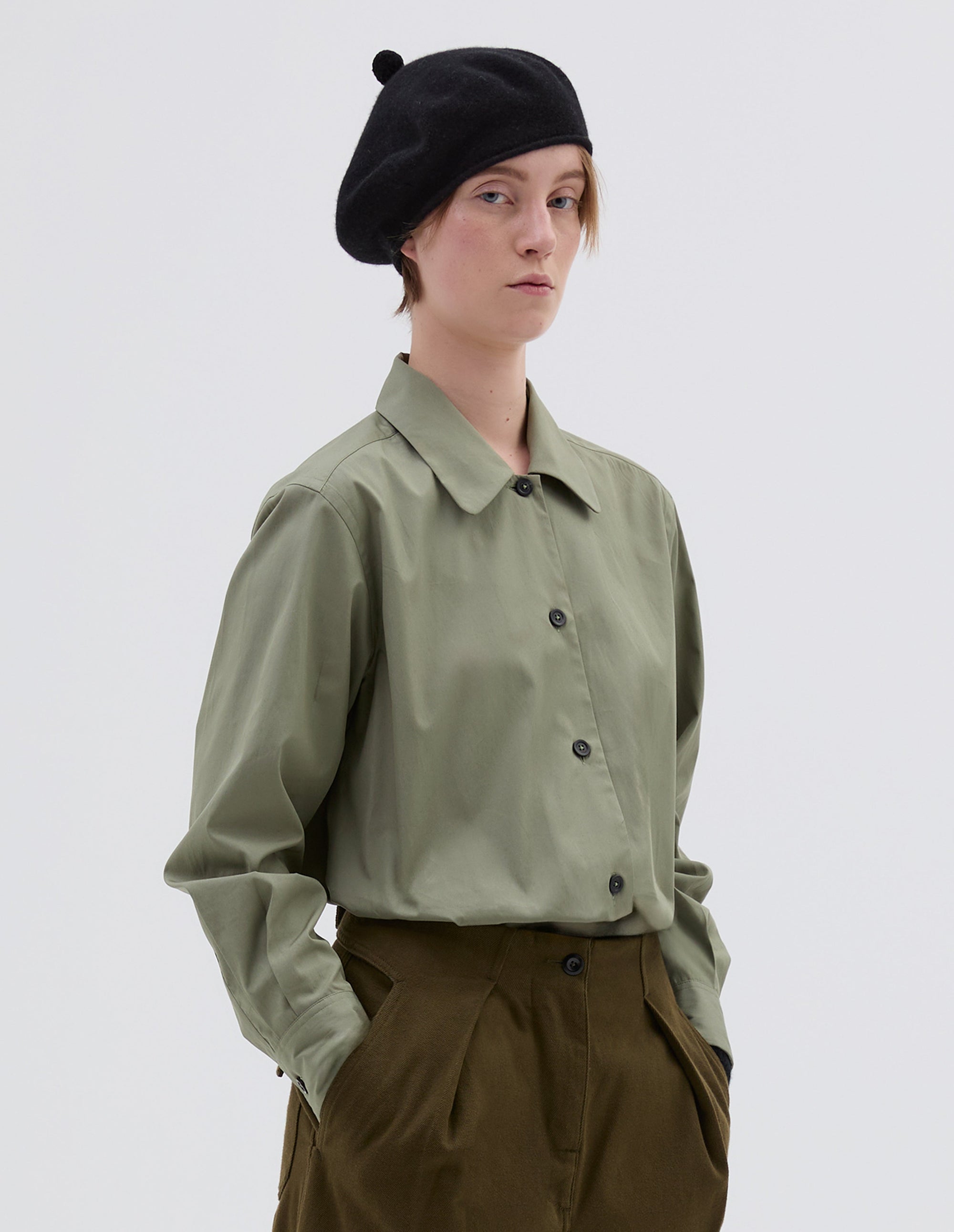 Chemise à col arrondi - Green