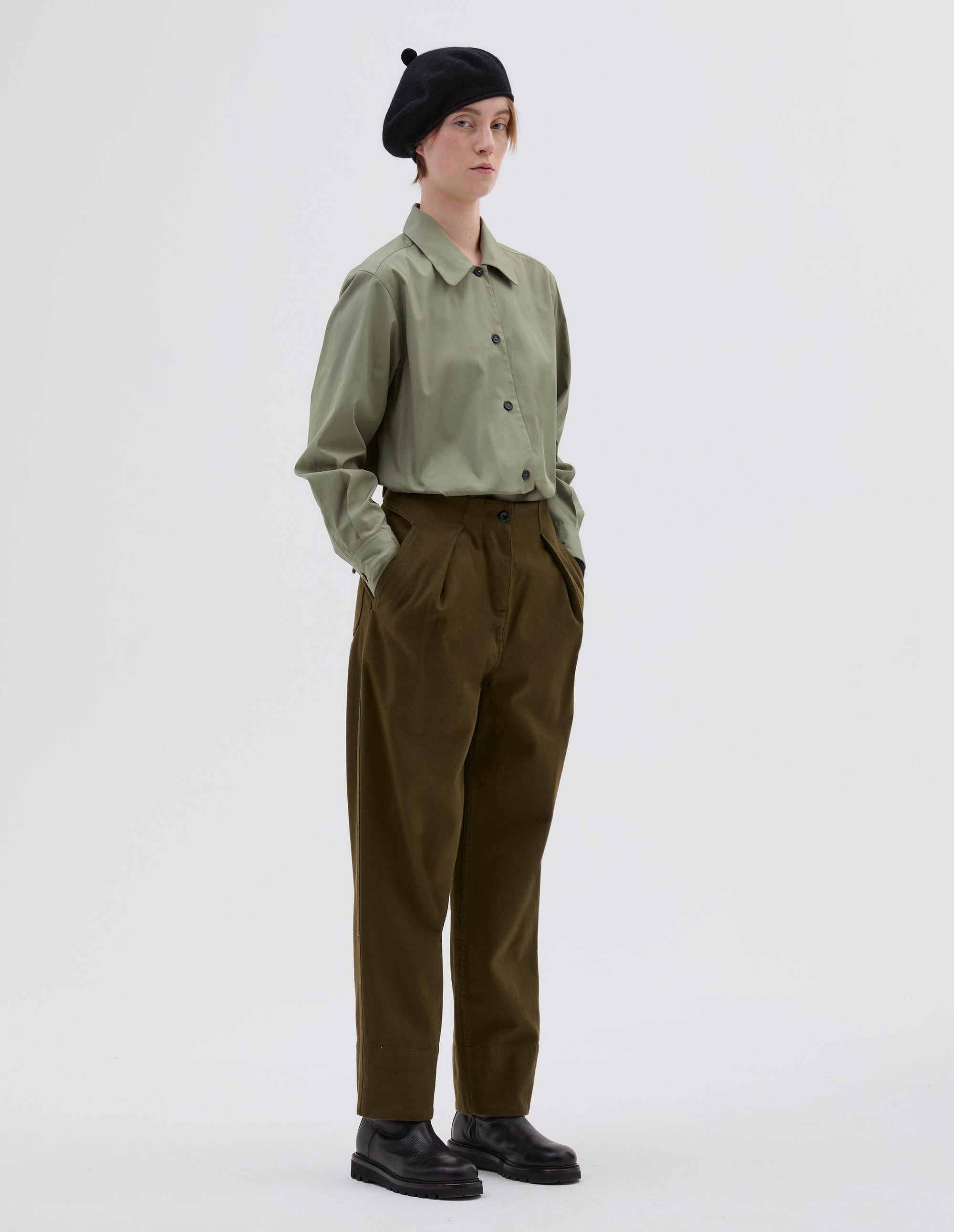 Chemise à col arrondi - Green
