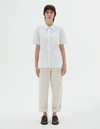 Chemise manches courtes à poche - White