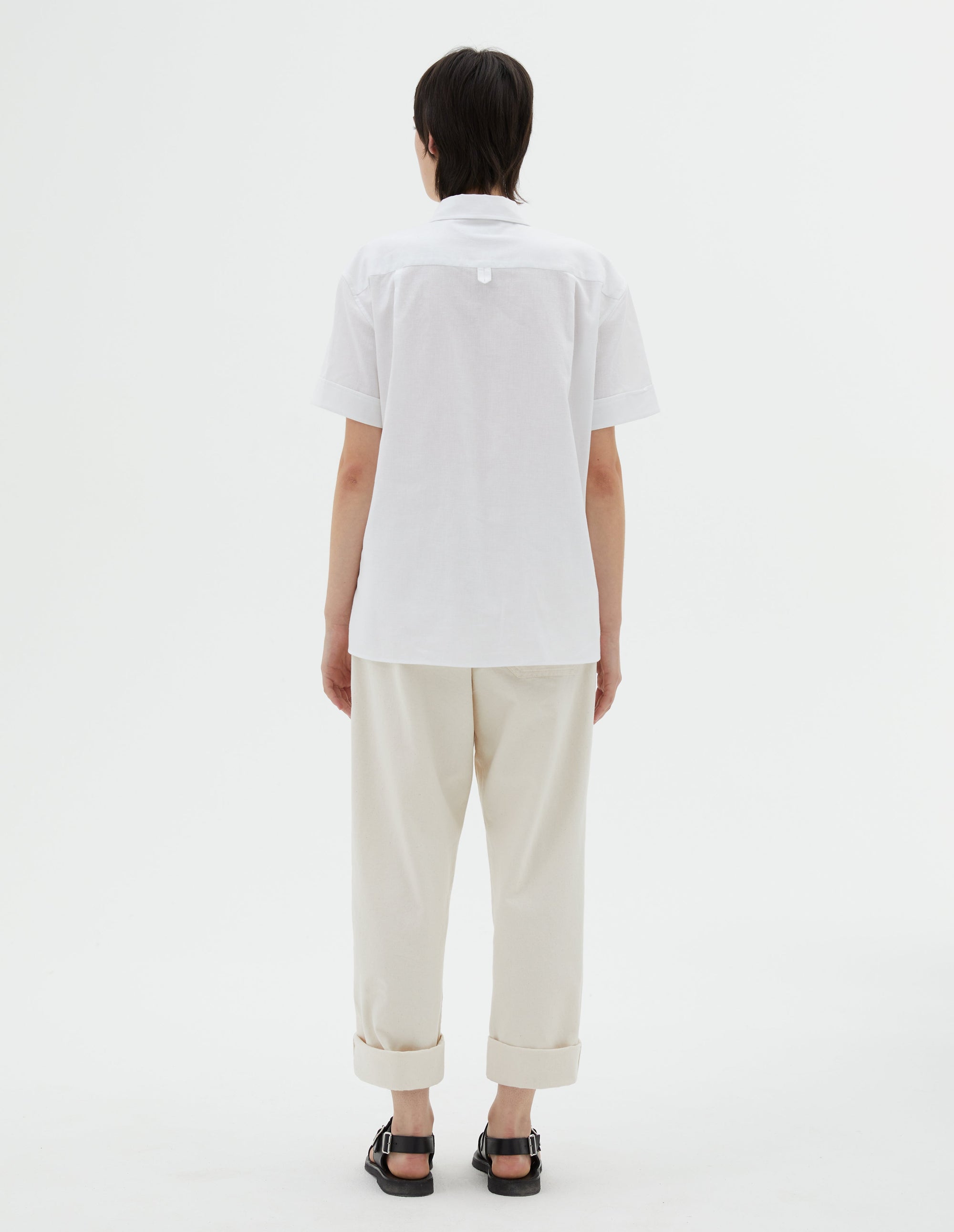 Chemise manches courtes à poche - White