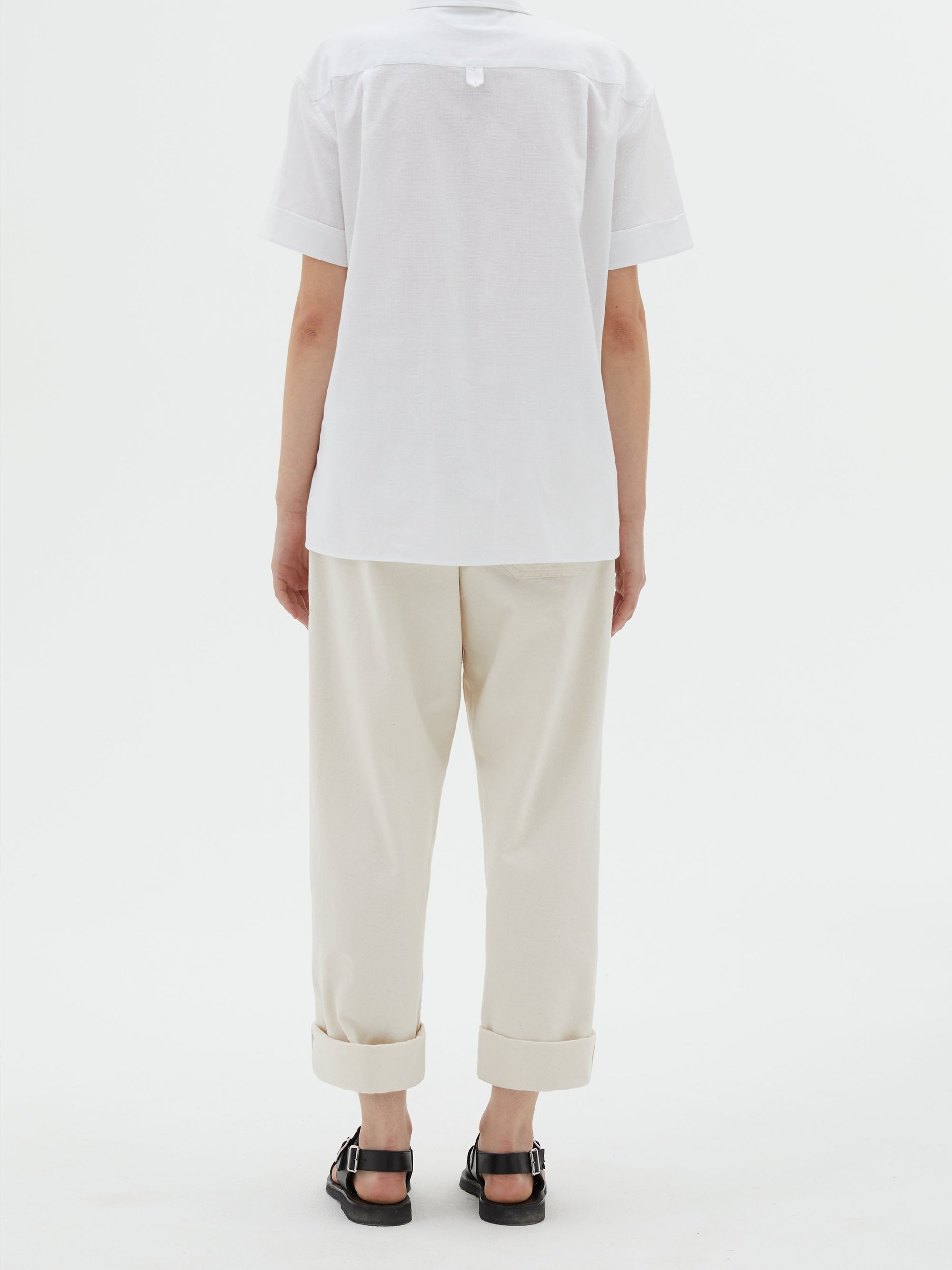 Chemise manches courtes à poche - White