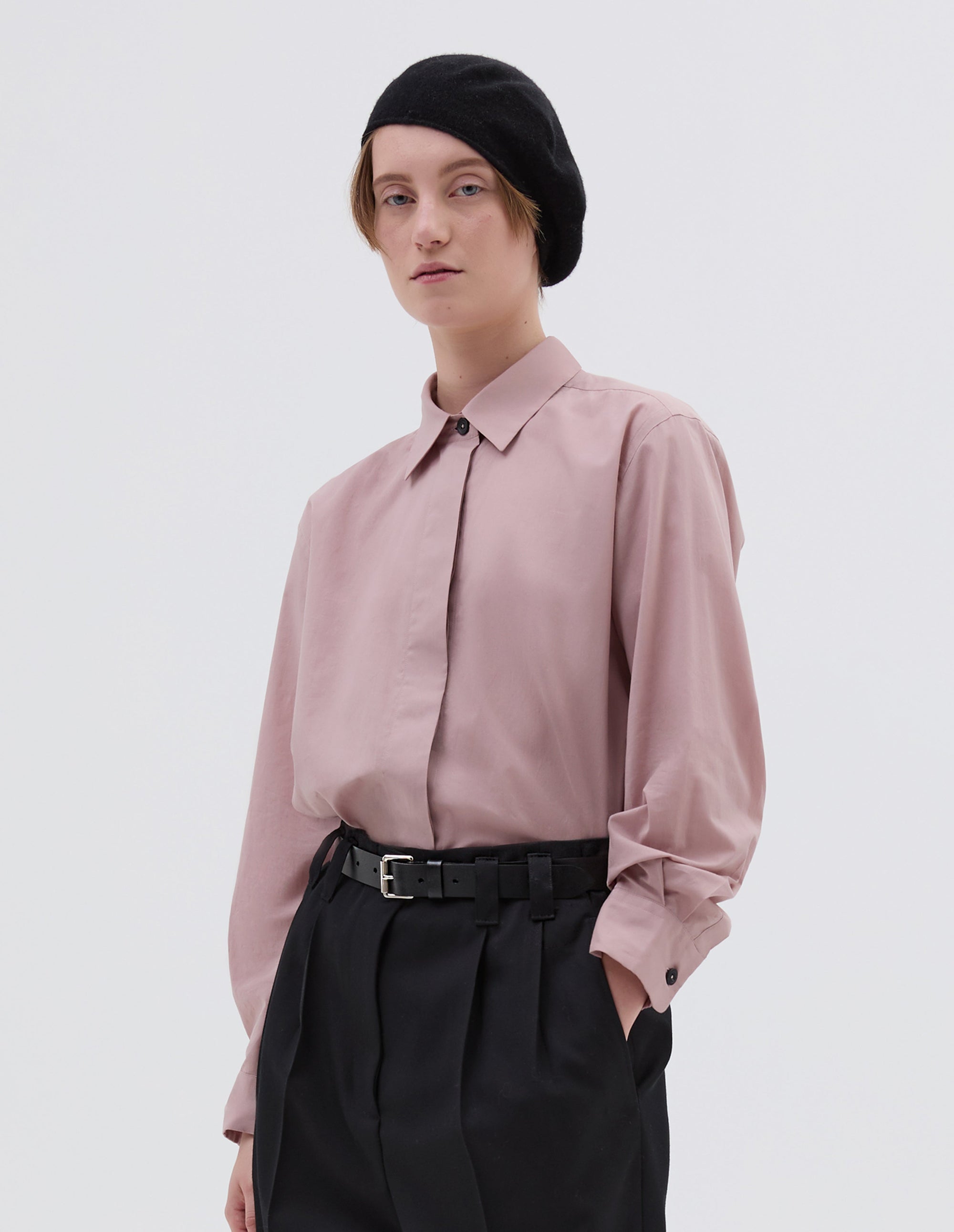 Chemise à patte de boutonnage cachée - Pale Pink