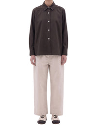 Loose-fitting, flared shirt - Dark Brown & Brown