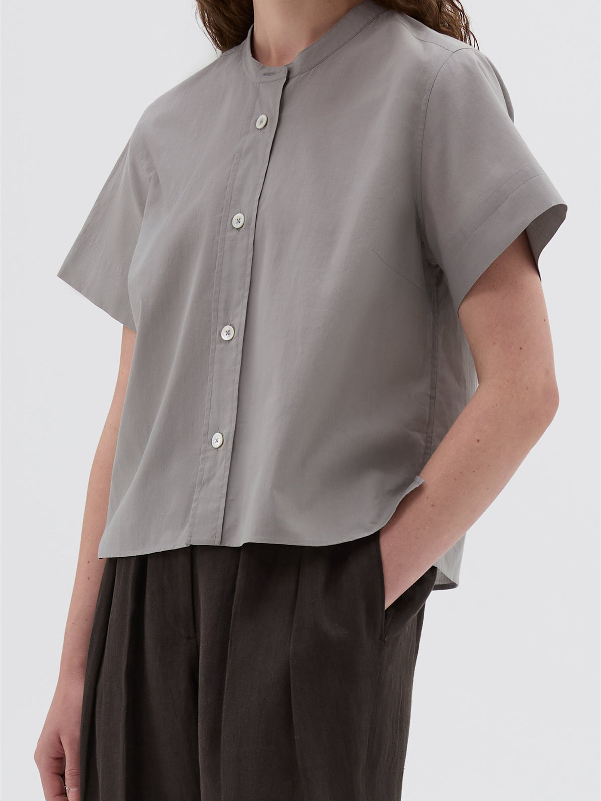 Chemise manches courtes sans col - Green