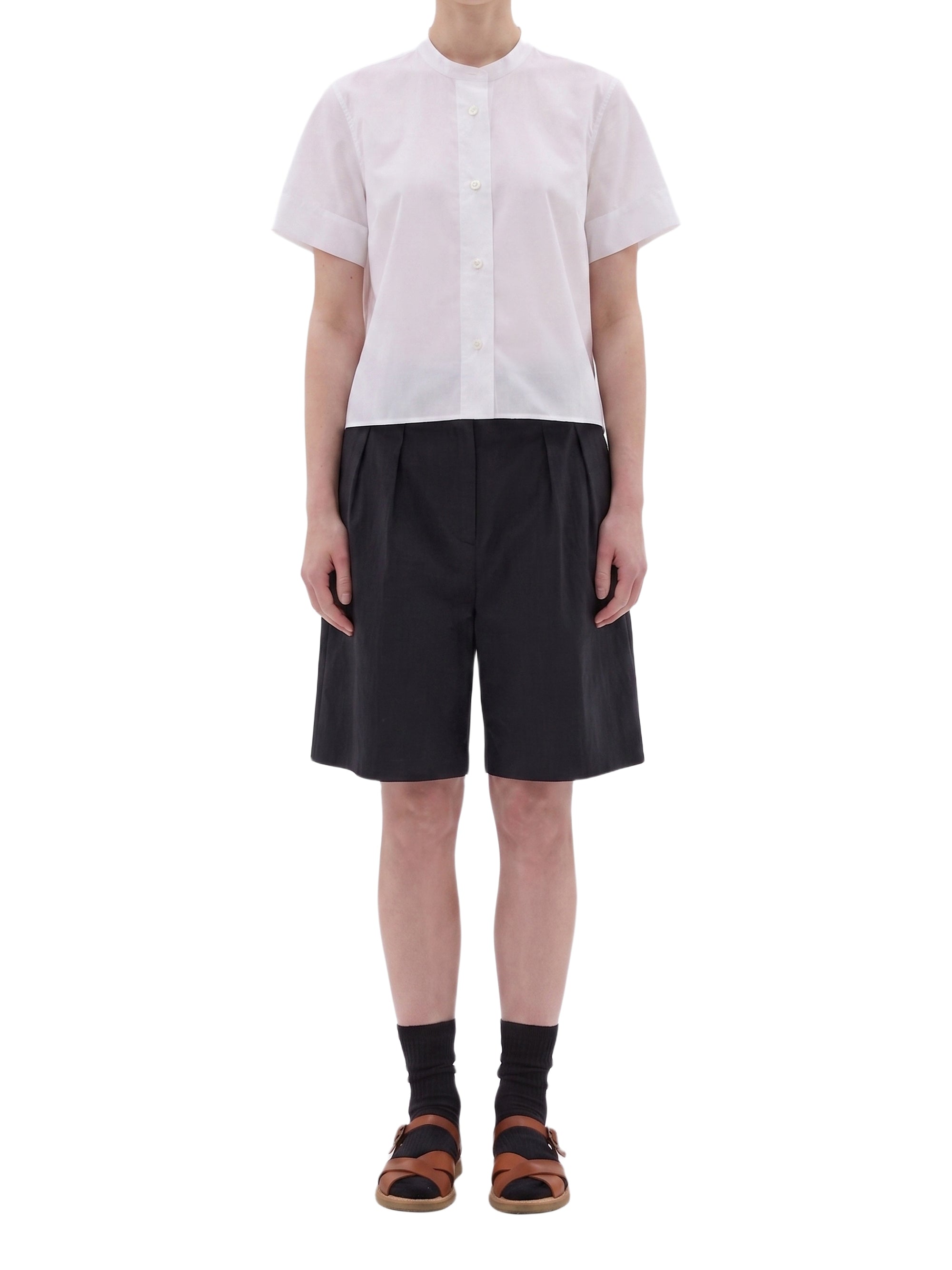 Chemise manches courtes sans col - White