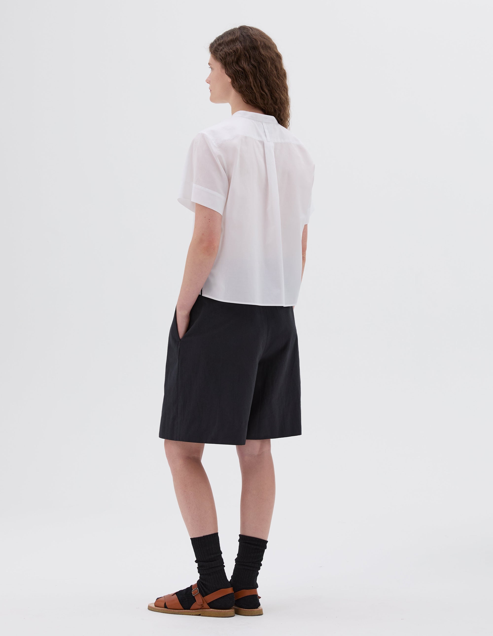 Chemise manches courtes sans col - White