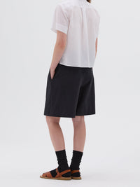 Chemise manches courtes sans col - White