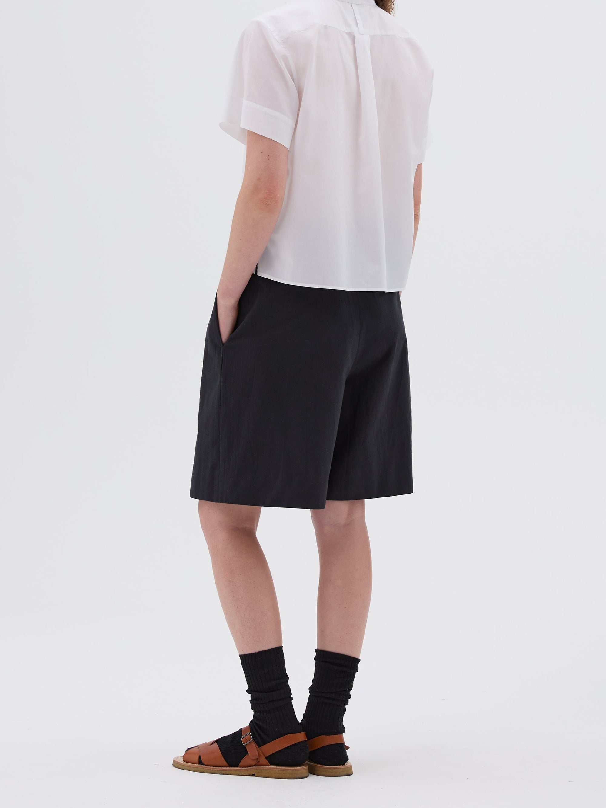 Chemise manches courtes sans col - White
