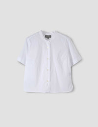 Chemise manches courtes sans col - White