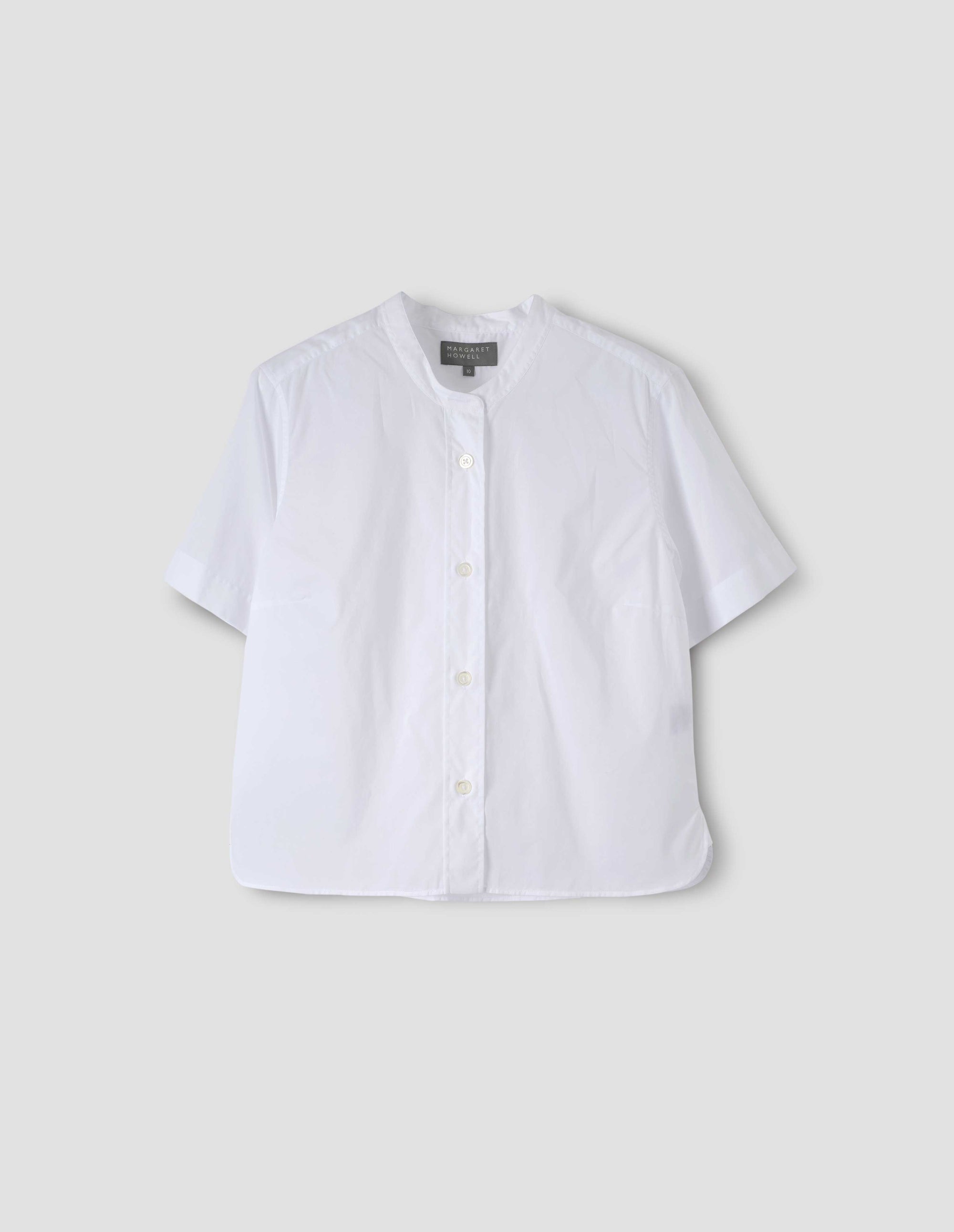 Chemise manches courtes sans col - White