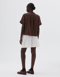 Chemise manches courtes sans col - Brown