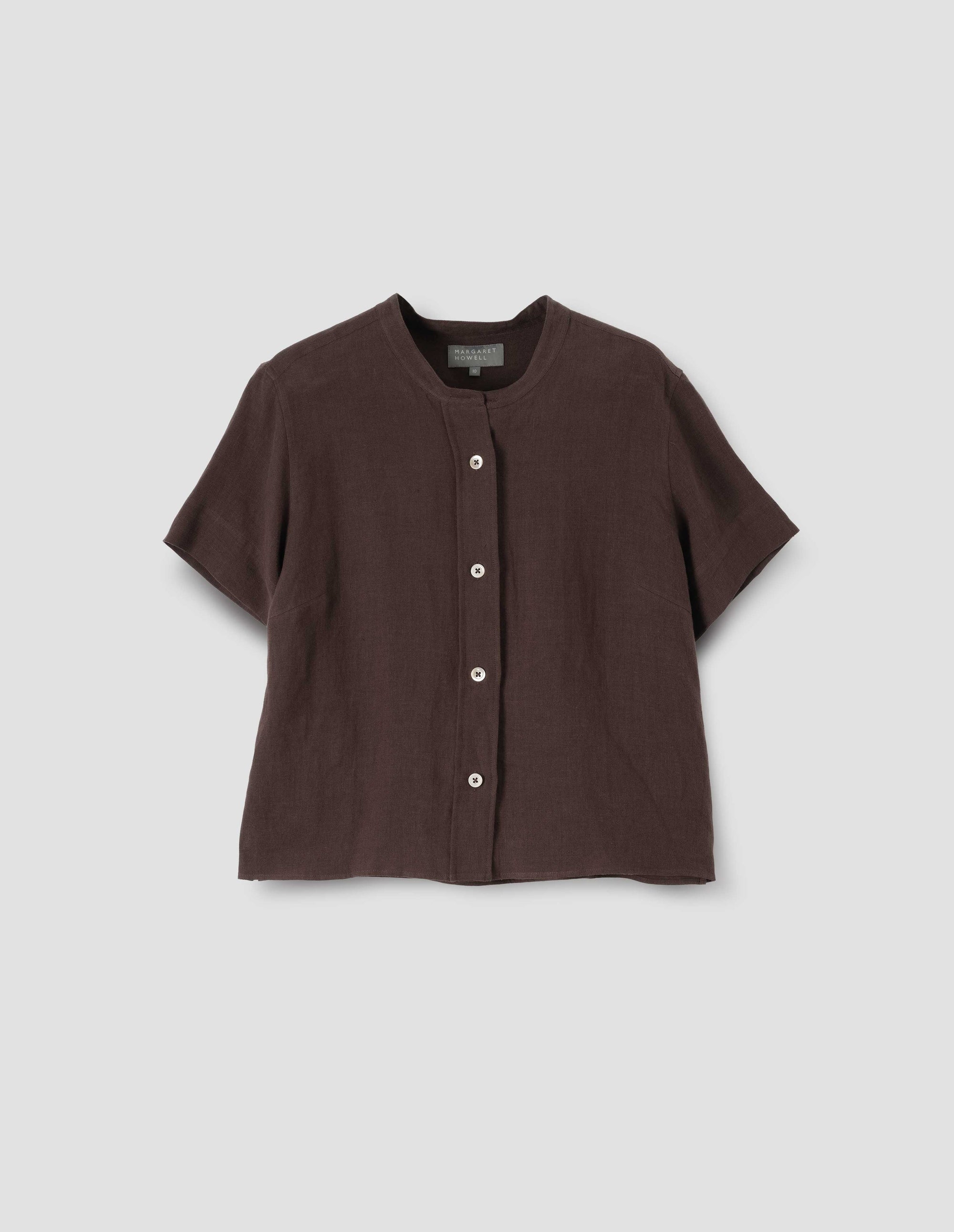 Chemise manches courtes sans col - Brown