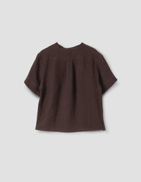 Chemise manches courtes sans col - Brown