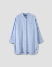 Chemise longue sans col - Blue