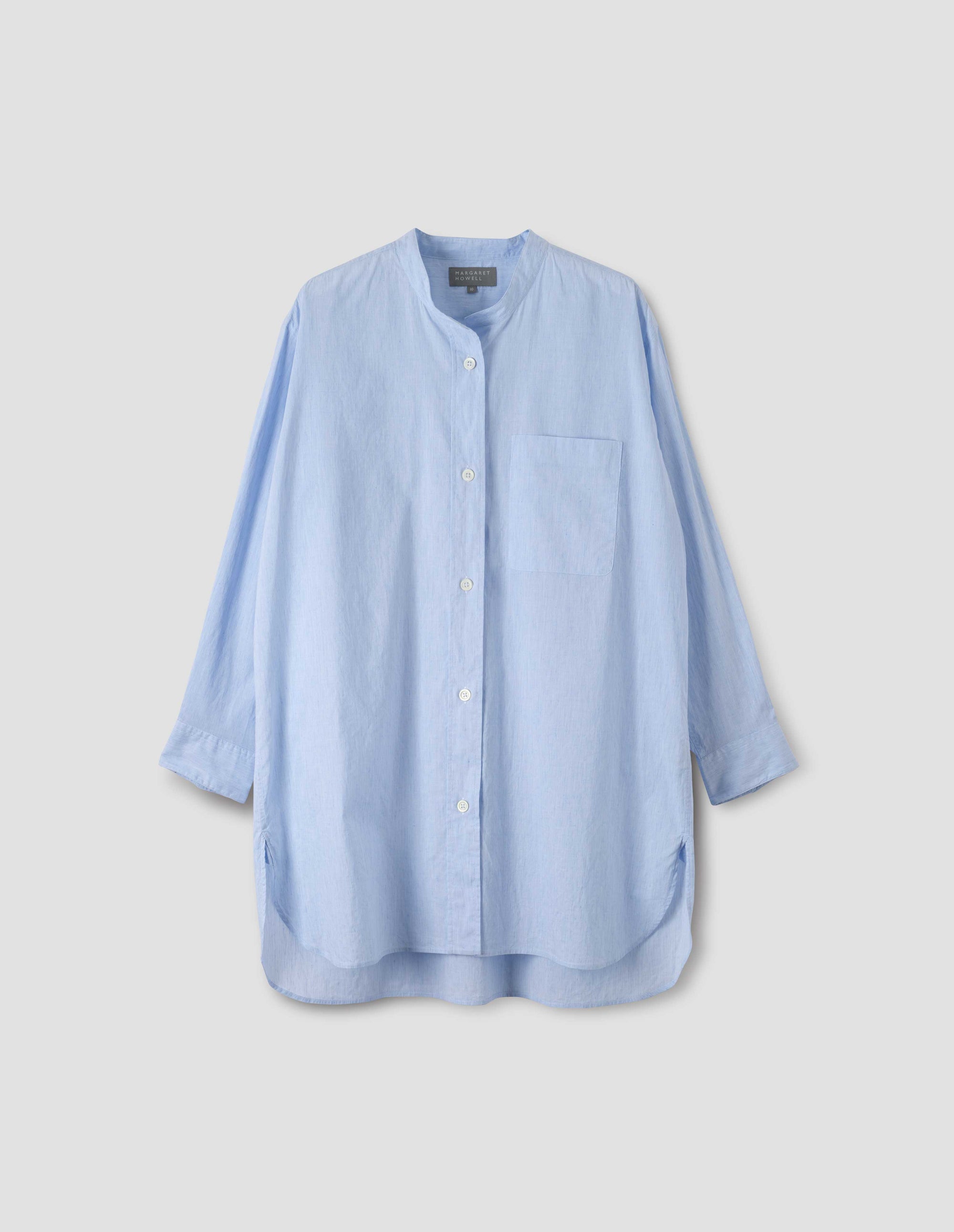 Chemise longue sans col - Blue