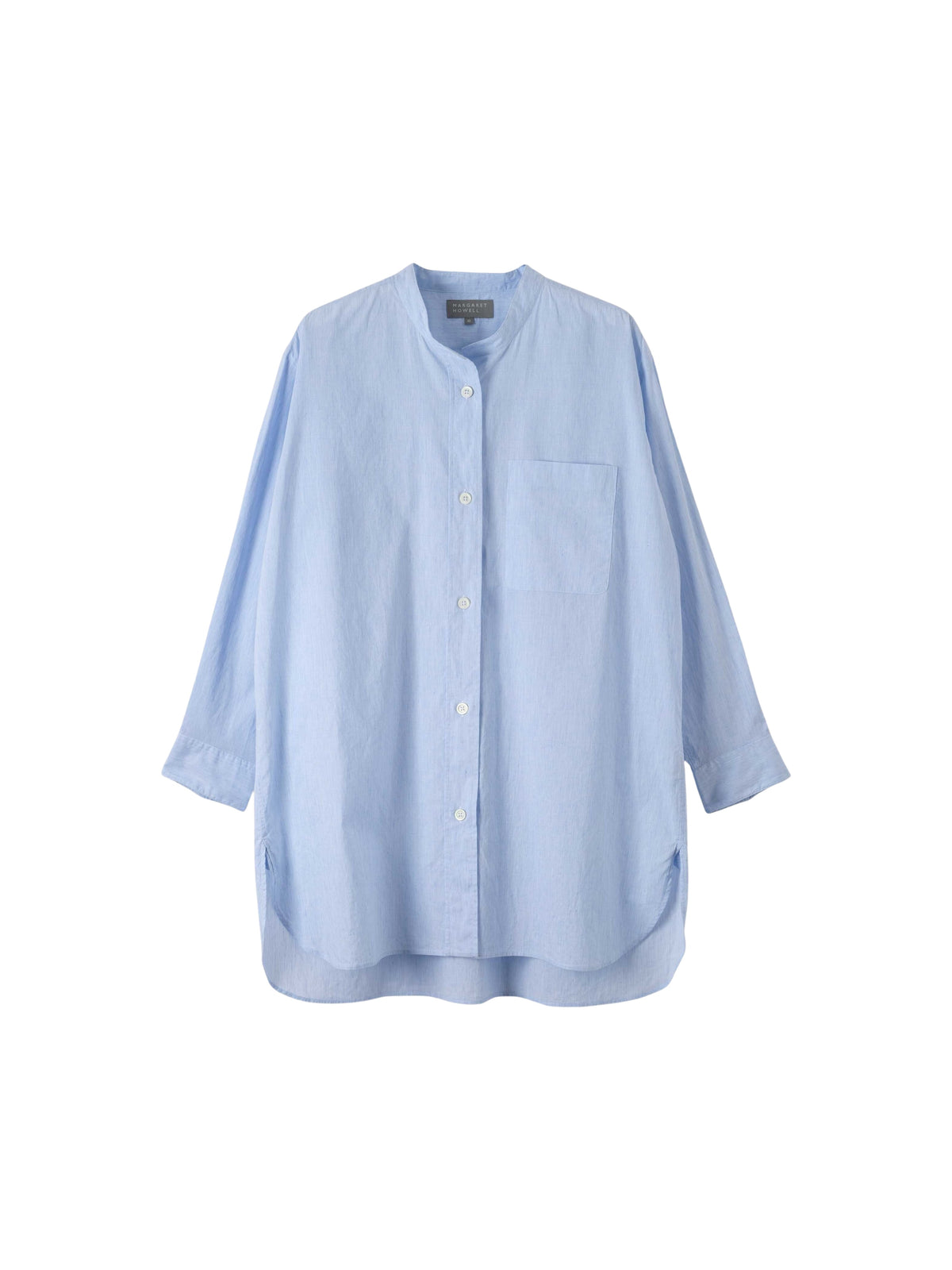 Chemise longue sans col - Blue