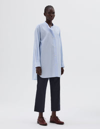 Chemise longue sans col - Blue