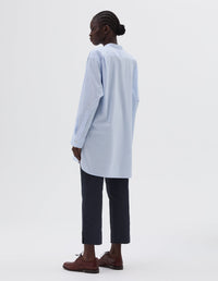 Chemise longue sans col - Blue