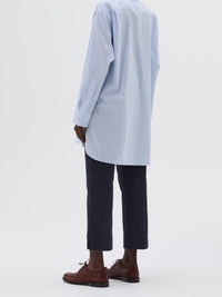 Chemise longue sans col - Blue