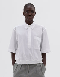 Chemise à ourlet côtelé - White