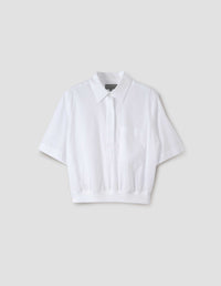 Chemise à ourlet côtelé - White