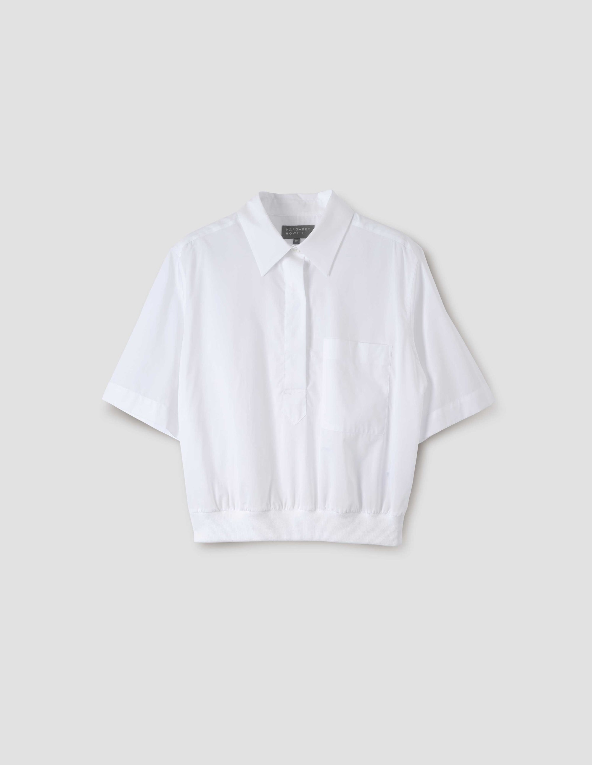 Chemise à ourlet côtelé - White