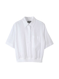 Chemise à ourlet côtelé - White