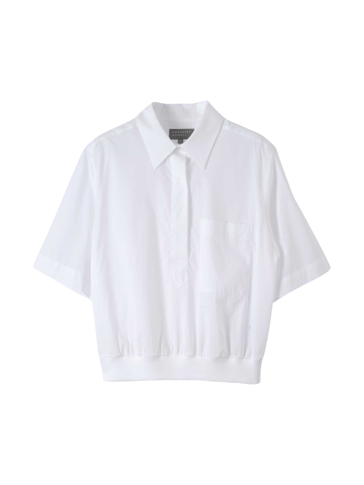 Chemise à ourlet côtelé - White