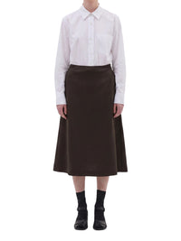 Jupe midi ample en laine - Brown & Black