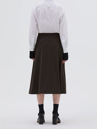 Jupe midi ample en laine - Brown & Black