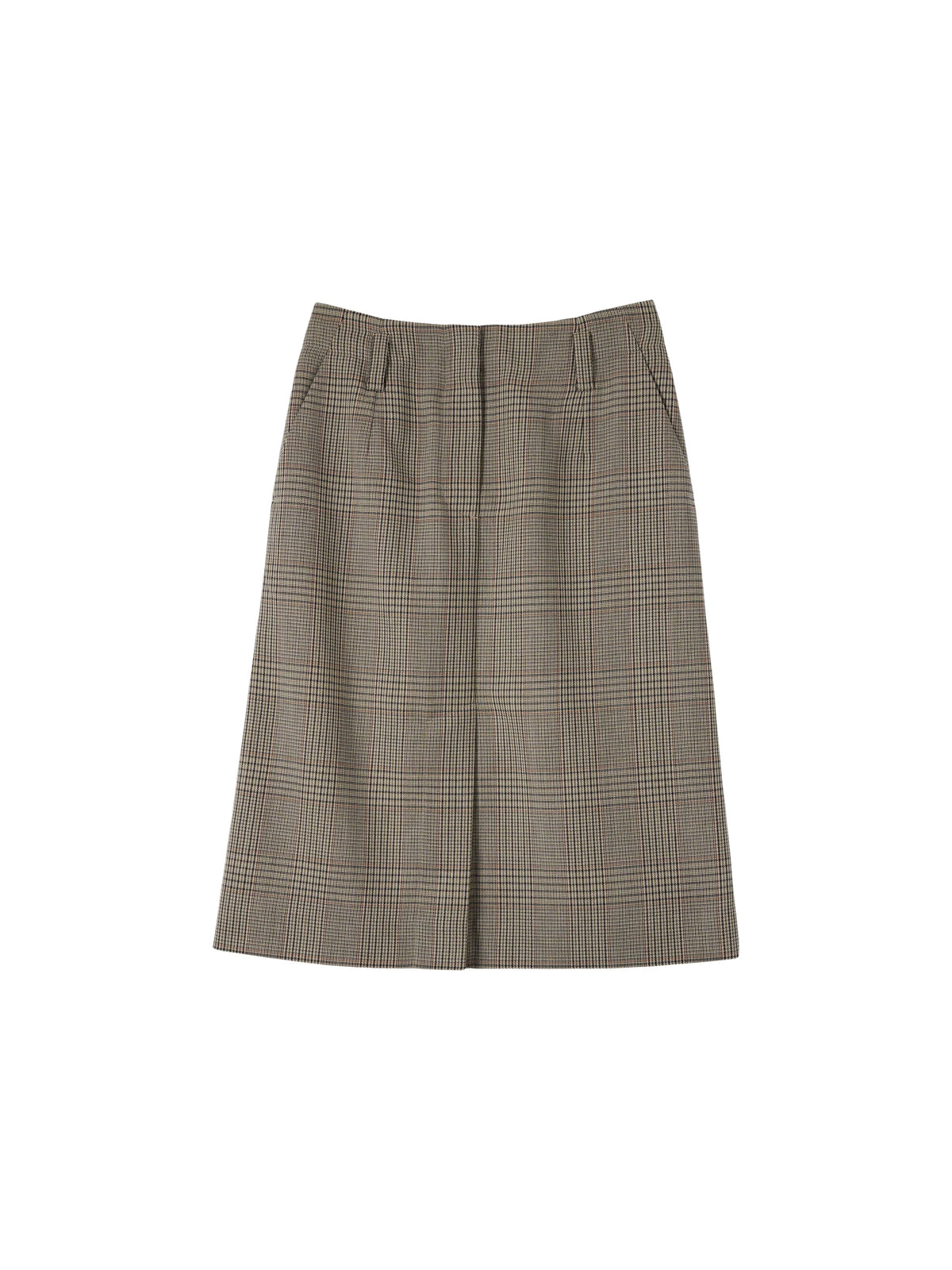 Jupe droite à motif jacquard en laine - Black & Khaki