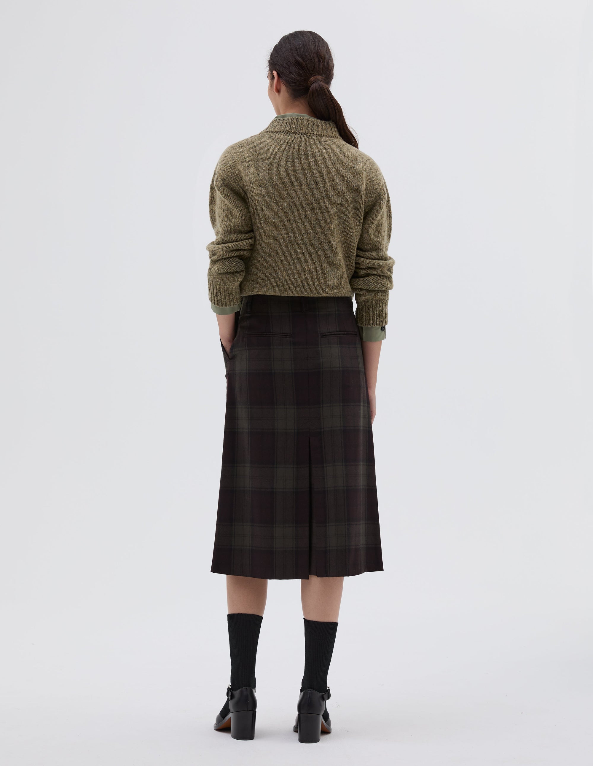 Jupe à fente arrière - Khaki & Brown