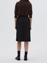 Jupe midi à zip en laine - Black