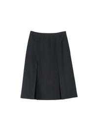 Jupe midi à zip en laine - Black