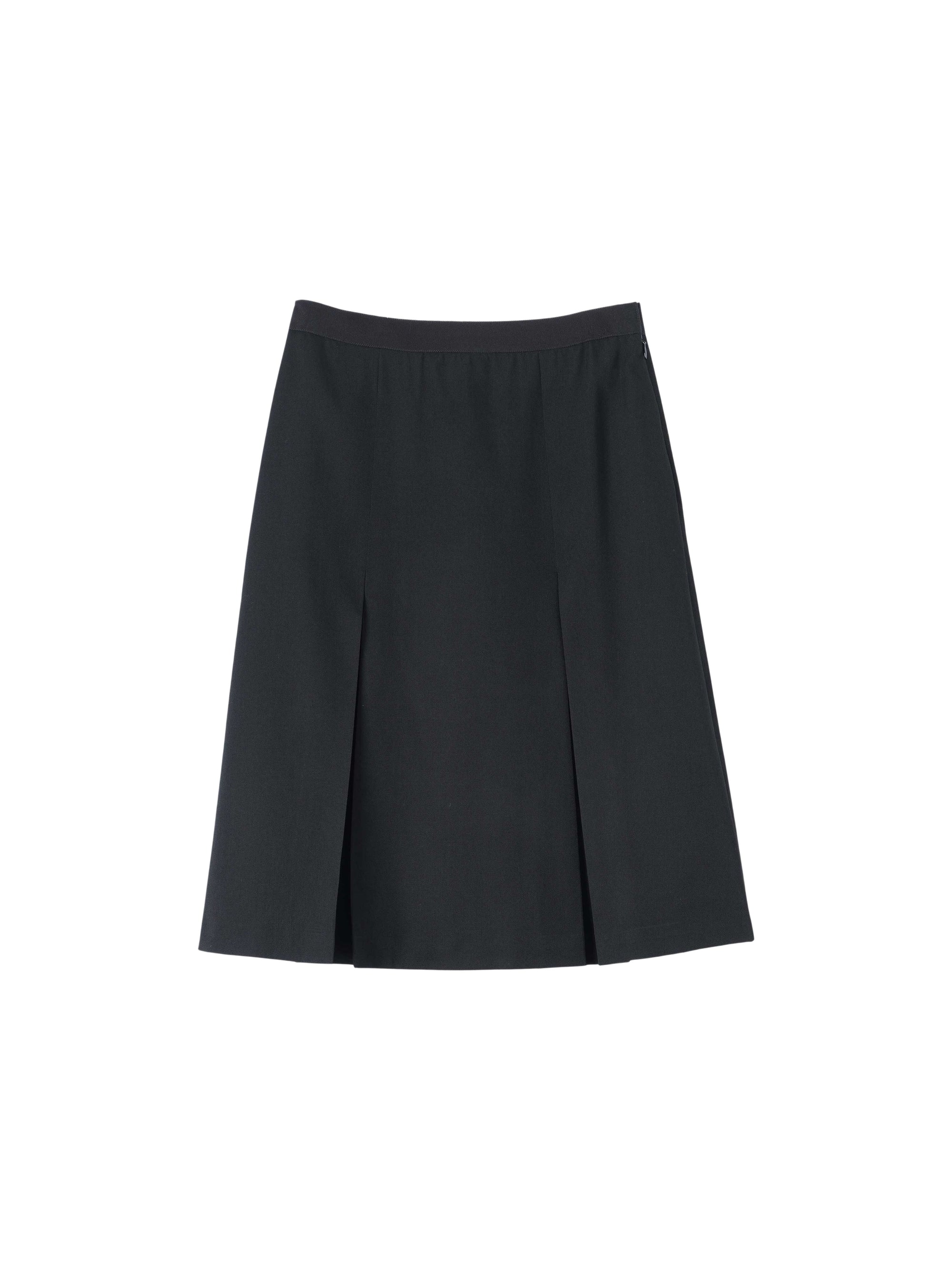 Jupe midi à zip en laine - Black