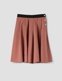 Jupe à taille boutonnée - Brown & Pink & Red