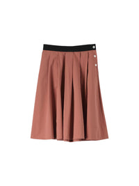 Jupe à taille boutonnée - Brown & Pink & Red